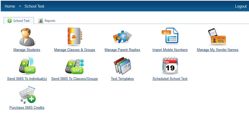 Sendmode School Text Dashboard
