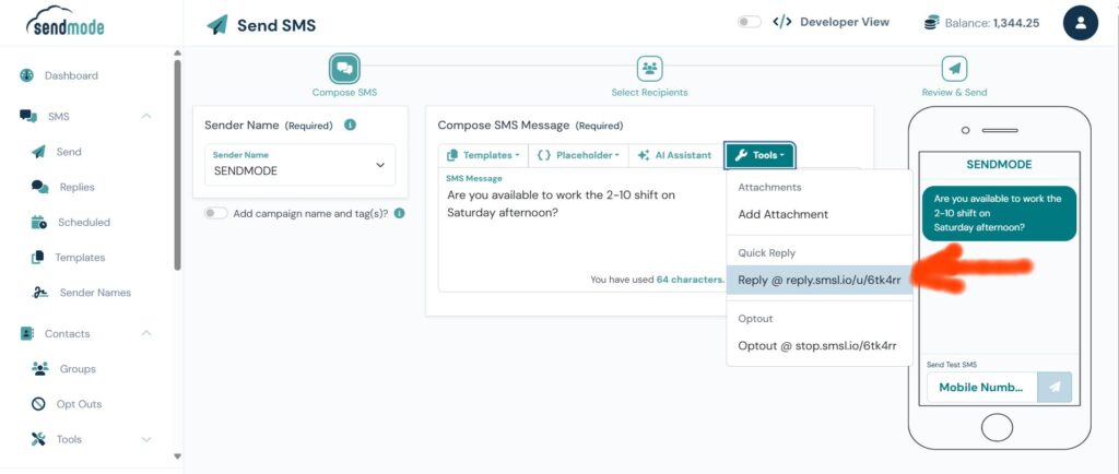 Two Way SMS with SenderName